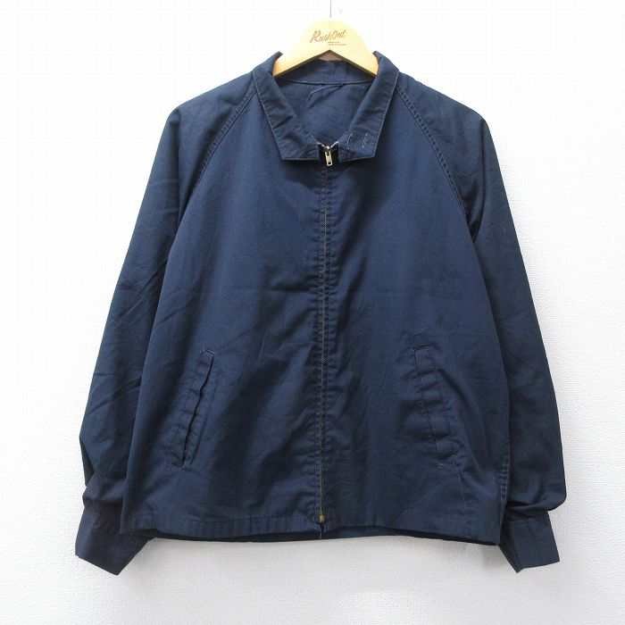 【中古】古着 長袖 ビンテージ ジャケット スイングトップ メンズ 70年代 70s ラグラン 紺 26jan21