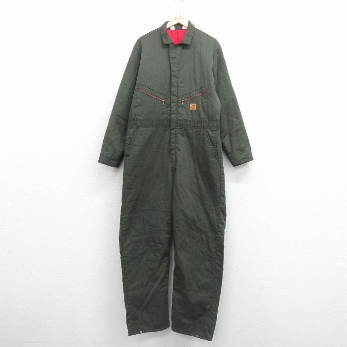 【中古】古着 長袖 ツナギ メンズ 90年代 90s 大きいサイズ USA製 タロン 濃緑 内側キルティング 26jan24