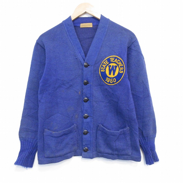 【中古】古着 50s 長袖 ヴィンテージ レタード 編み物 ジレー メンズ 青 アメカジ 表どおり 心地好い 好いたらしいめ ヴィンテージ レトロ 年寄りの【spe】 26jan24 2OF