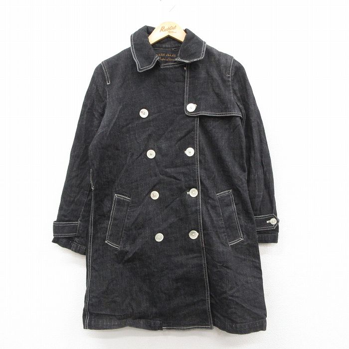 【中古】古着 ラルフローレン ロング丈 デニムコート レディース 黒 Ralph Lauren ヴィンテージ アメカジ ストリート きれいめ カジュアル レトロ オールド【spe】 26feb03｜古着屋RushOut