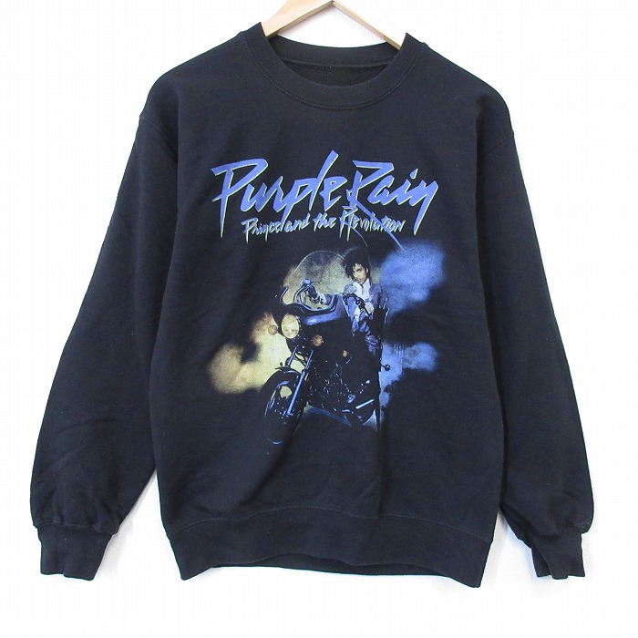 【中古】古着 長袖 ロック バンド スウェット メンズ プリンス クルーネック 黒26feb03