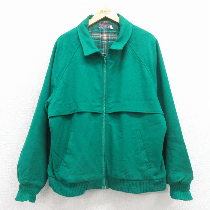 【中古】古着 ペンドルトン 長袖 ウール ジャケット メンズ 80年代 80s 大きいサイズ ラグラン USA製 緑【spe】 26feb19