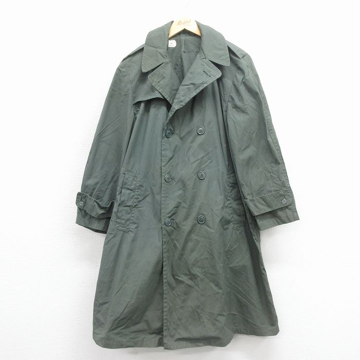 【中古】古着 長袖 ビンテージ ミリタリー レイン コート メンズ 70年代 70s ロング丈 USA製 緑 26feb21