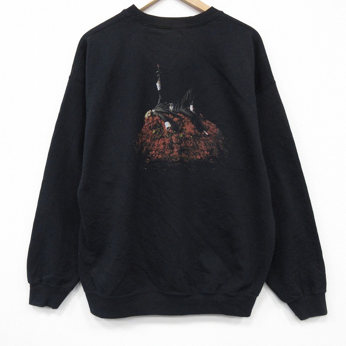 【中古】古着 長袖 ロック バンド スウェット メンズ コナングレイ クルーネック 黒 26feb24