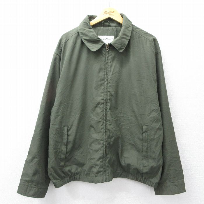 【中古】古着 エディーバウアー 長袖 ジャケット スイングトップ メンズ 00年代 00s 大きいサイズ 濃緑【spe】 26feb25