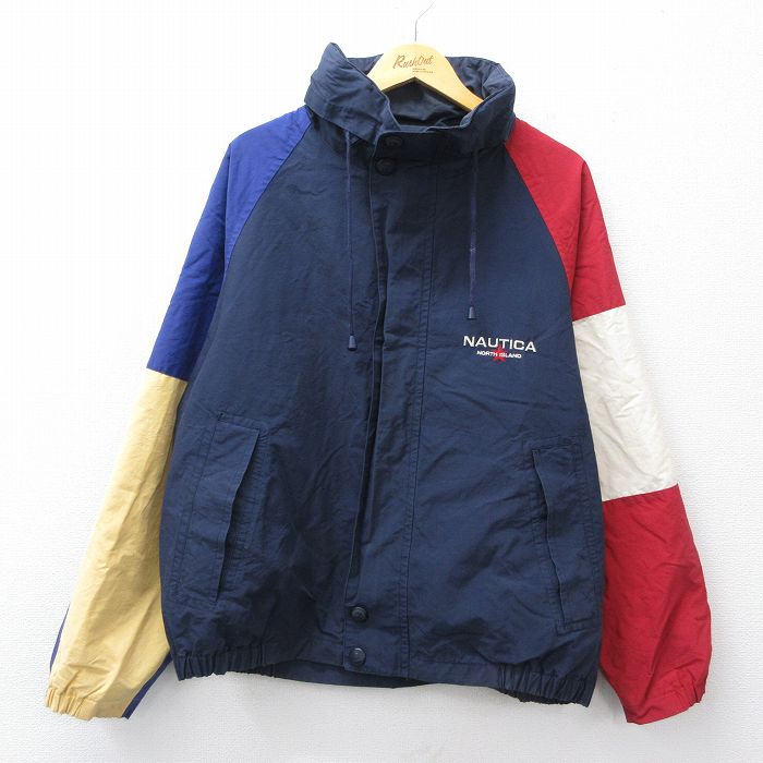 【中古】古着 ノーティカ 長袖 ブランド セーリング ジャケット メンズ 90年代 90s リバーシブル ラグラン マルチカラー 大きいサイズ 紺他 26feb25 5,206円