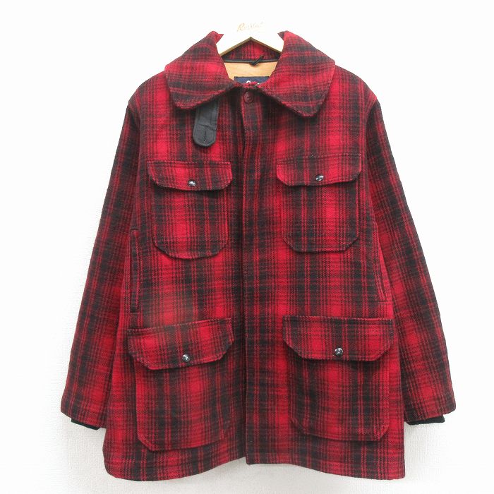 【中古】古着 ウールリッチ 90s マッキーノ ウール長袖ジャケット メンズ USA製 赤チェック アメカジ ストリート カジュアル きれいめ ヴィンテージ レトロ【spe】 26feb27