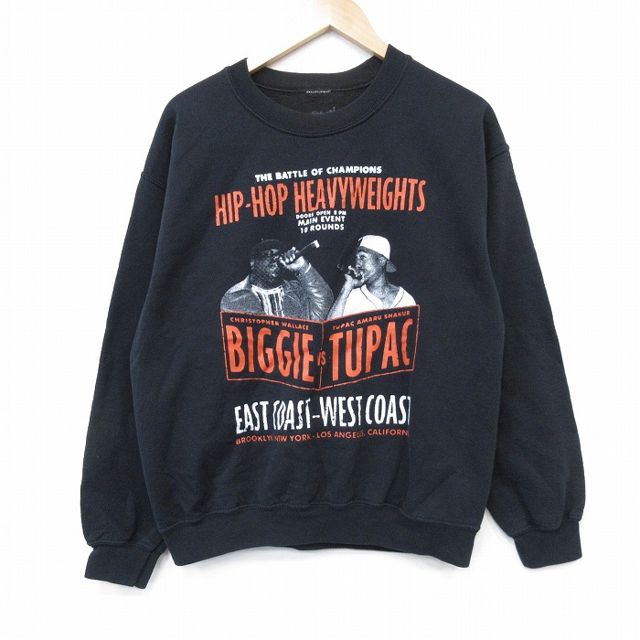【中古】古着 長袖 ヒップ ホップ ラップ スウェット メンズ ノートリアBIG トゥパック 2パック 2PAC クルーネック 黒【spe】 26feb27 7,032円