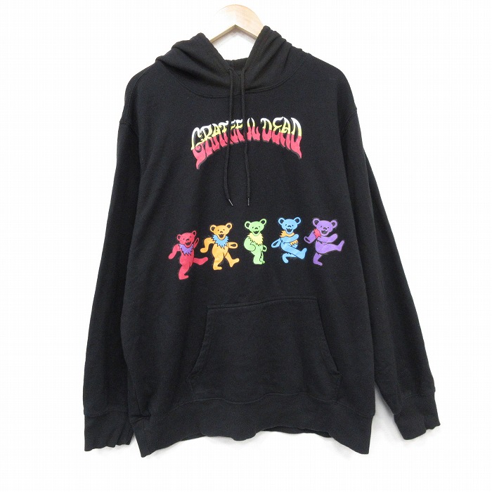 【中古】古着 長袖 ロック バンド スウェット パーカー メンズ グレイトフルデッド 大きいサイズ 黒【spe】 26feb27