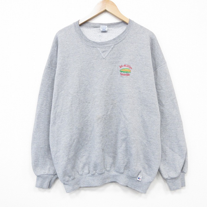 【中古】古着 ラッセル 長袖 スウェット メンズ 90年代 90s トウモロコシ クルーネック USA製 グレー 霜降り 26feb28