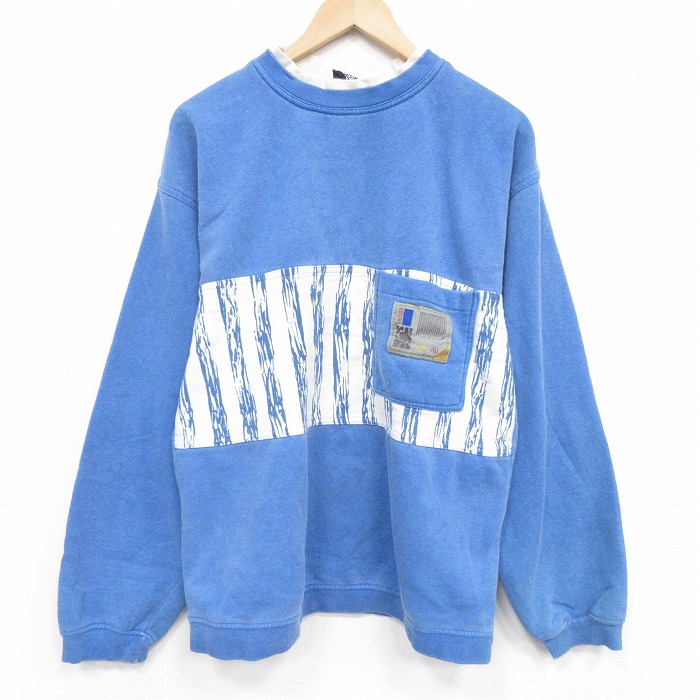 【中古】古着 ガッチャ 長袖 スウェット メンズ 90年代 90s クルーネック 水色【spe】 26mar02