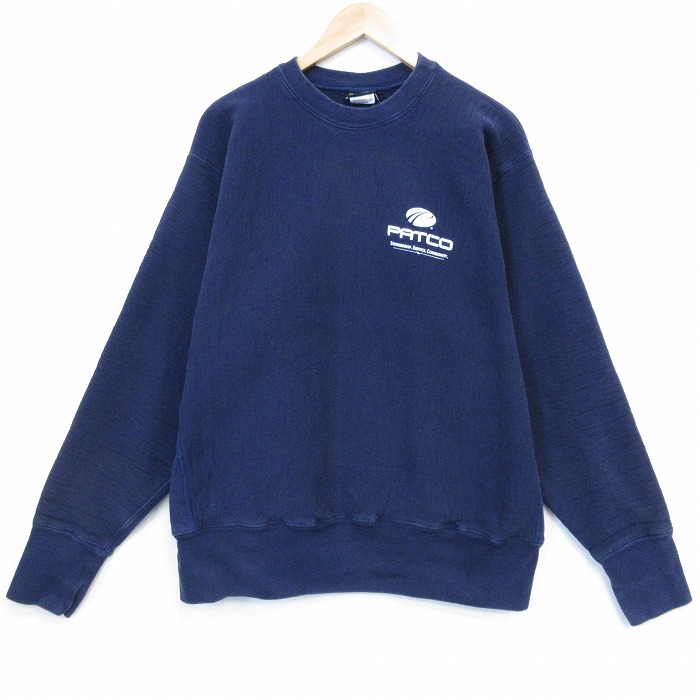 【中古】古着 キャンバー 長袖 スウェット メンズ 90年代 90s PATCO 大きいサイズ クルーネック USA製 紺【spe】 26mar07