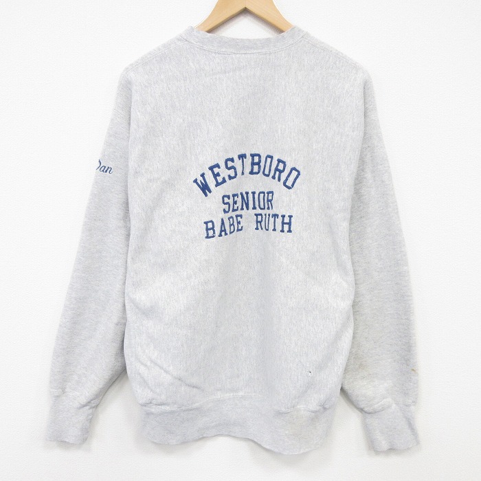 【中古】古着 リー Lee 長袖 スウェット メンズ 90年代 90s SENIOR 刺繍 クルーネック USA製 薄グレー 霜降り 26mar09