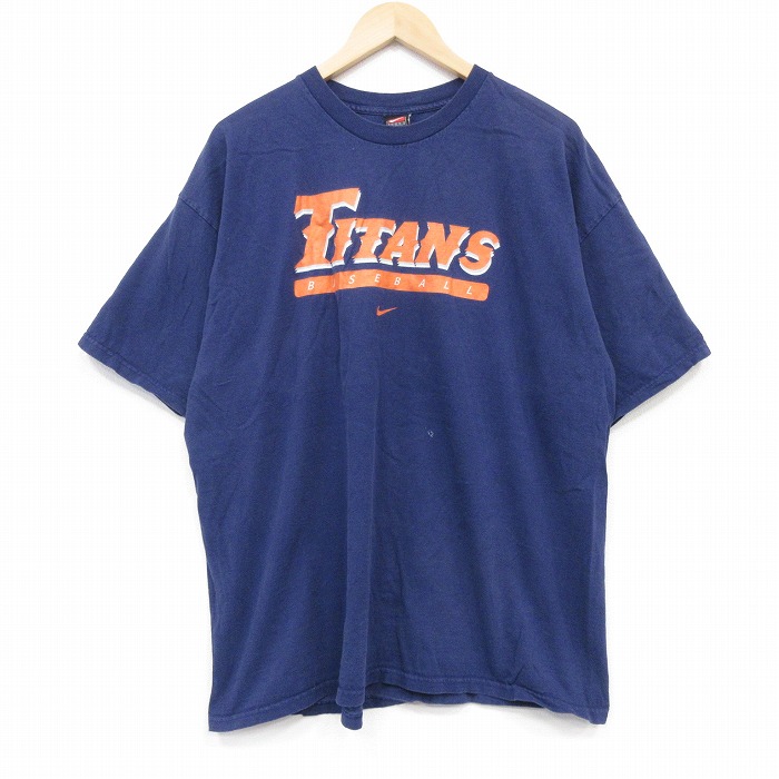 【中古】古着 ナイキ NIKE 半袖 ビンテージ Tシャツ メンズ 00年代 00s タイタンズ 大きいサイズ クルーネック USA製 紺【spe】 26mar11