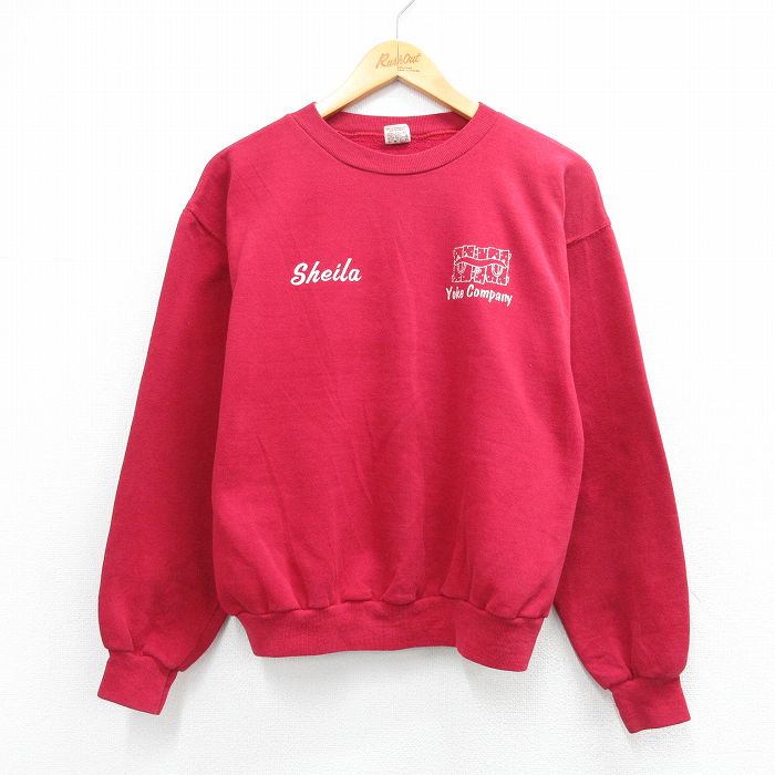 【中古】古着 ラッセル 長袖 スウェット メンズ 70年代 70s Yoke Company クルーネック 赤系【spe】 26mar14