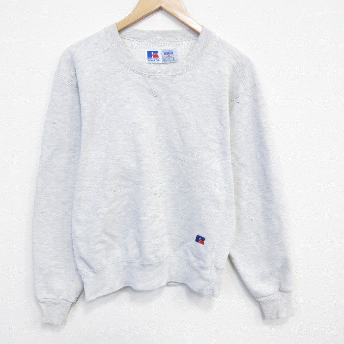 【中古】古着 ラッセル 90s 長袖汗水 メンズ 90年月日 労働者の一団のど首 USA製 薄薄墨色 霜降り ワンポイントロゴタイプ アメカジ 表どおり 心地よい 好いたらしいめ【spe】 26mar14