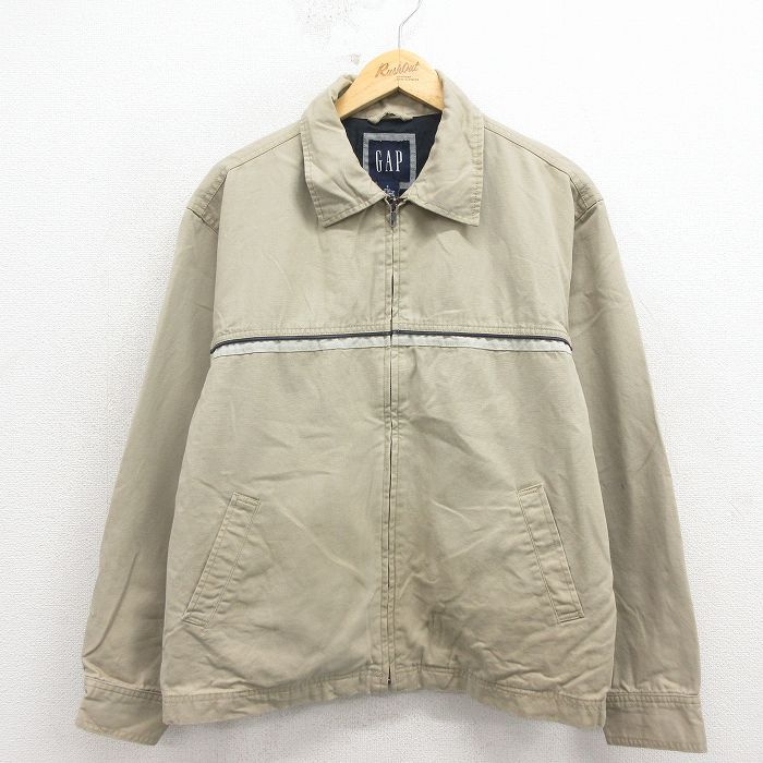 【中古】古着 ギャップ GAP 長袖 ジャケット メンズ 00年代 00s コットン ベージュ【spe】 26mar16