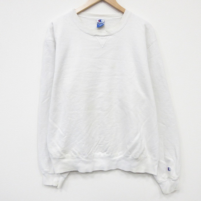 【中古】古着 チャンピオン champion 長袖 スウェット メンズ 90年代 90s ワンポイントロゴ クルーネック 白【spe】 26mar18