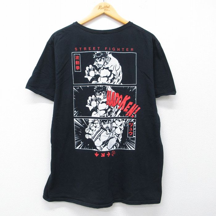 【中古】古着 半袖 Tシャツ メンズ ゲーム ストリートファイター リュウ 黒 26mar18
