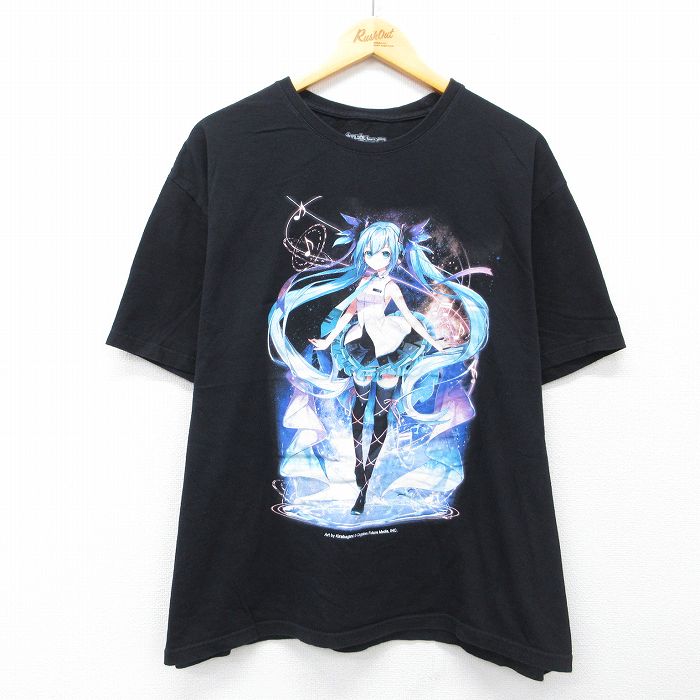 【中古】古着 半袖 Tシャツ メンズ 初音ミク コットン クルーネック 黒【spe】 26mar18