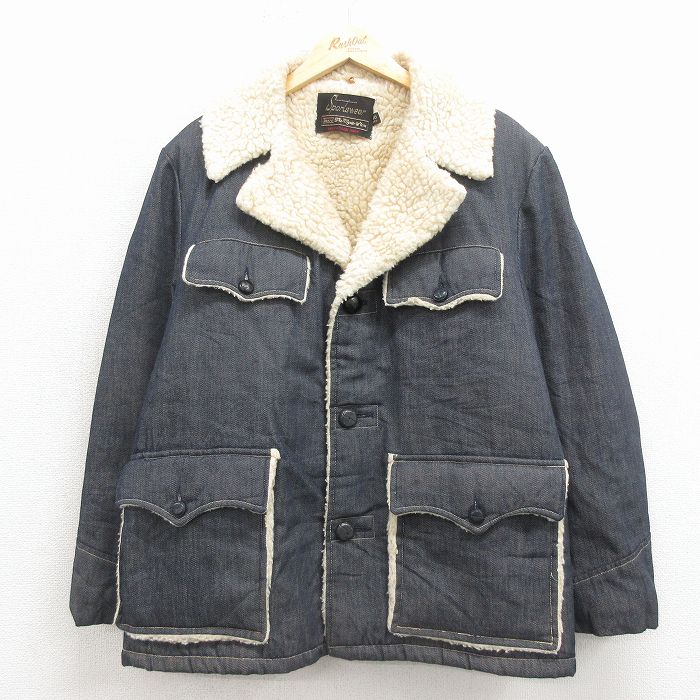 【中古】古着 80s デニムジャケット Gジャン メンズ 濃紺 ボアライニング アメカジ ストリート カジュアル きれいめ ヴィンテージ レトロ オールド【spe】 26apr03｜古着屋RushOut