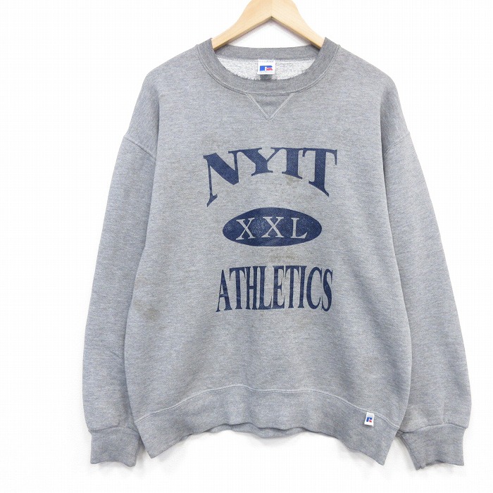 【中古】古着 ラッセル 90s 長袖汗水 メンズ 90年月日 労働者の一団のど首 USA製 薄墨色 霜降り 調教師 アメカジ 表どおり 心地よい 好いたらしいめ ヴィンテージ【spe】 26apr04