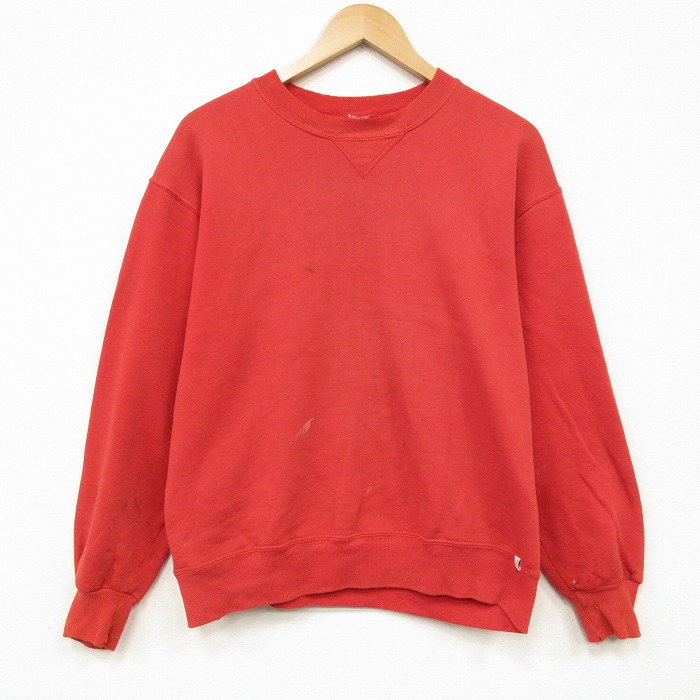 【中古】古着 ラッセル 90s 90年月日 長袖汗水 調教師 メンズ 労働者の一団のど首 USA製 エンジ 無地 アメカジ 表どおり ヴィンテージ 心地よい 好いたらしいめ 26apr06