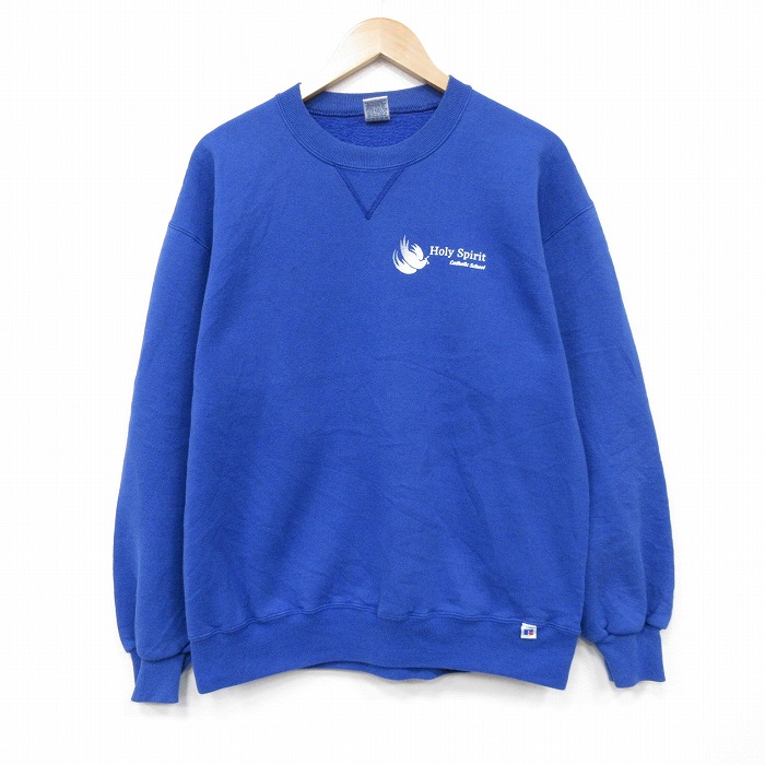 【中古】古着 ラルフローレン 90s 長袖汗水 調教師 メンズ 90年月日 労働者の一団のど首 USA製 青 アメカジ 表どおり 心地よい 好いたらしいめ ヴィンテージ 26apr07
