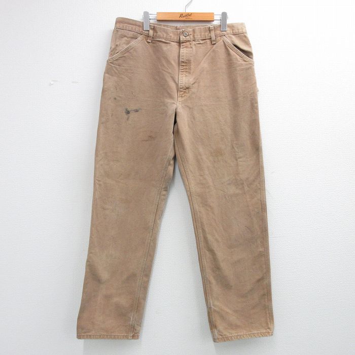 【中古】古着 カーハート 90s ペインター パンツ メンズ 濃ベージュ ダック地 コットン USA製 ワークパンツ アメカジ ストリート カジュアル きれいめ ヴィンテージ【spe】 26apr08｜古着屋RushOut