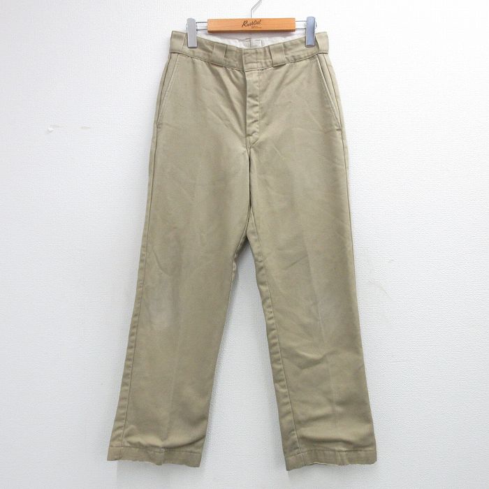 【中古】古着 ディッキーズ 80s ワークパンツ メンズ ベージュ 80年代 Dickies タロン 内側フランネル ビッグシルエット アメカジ ストリート カジュアル【spe】 26apr08