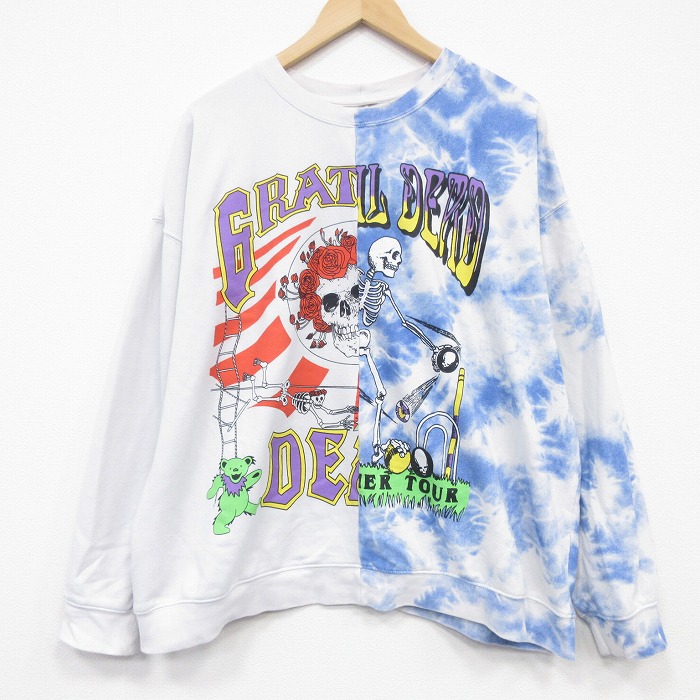 【中古】古着 長袖 鍵を掛ける ダンス楽隊 汗水 メンズ グレイトフルデッド 労働者の一団のど首 タイダイ 白 気が大きい大きさ アメカジ 表どおり 心地よい 好いたらしいめ ヴィンテージ【spe】 26apr13