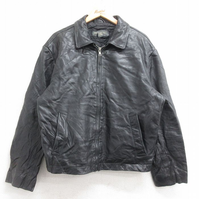 【中古】古着 バナナリパブリック 長袖 レザー ジャケット メンズ 00年代 00s 黒 内側キルティング 26apr14｜古着屋RushOut