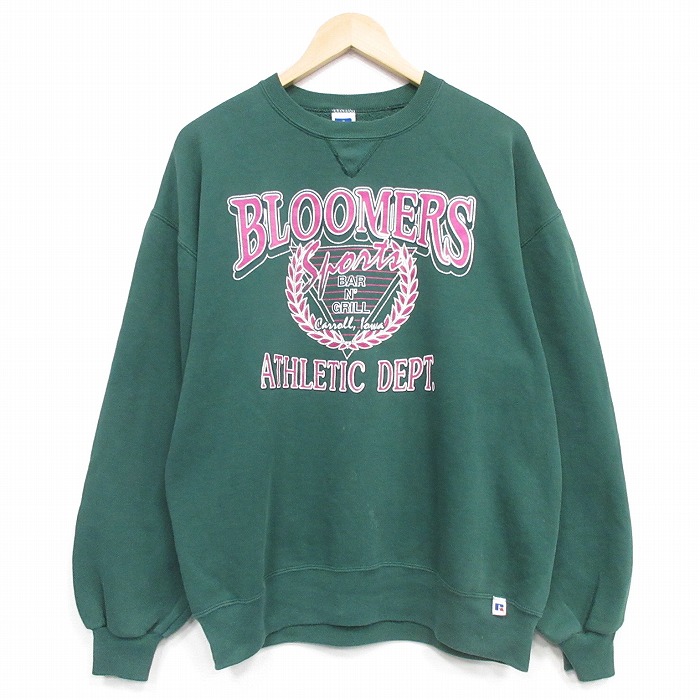 【中古】古着 ラッセル 長袖 汗水 メンズ 90年月日 90s BLOOMERS 労働者の一団のど首 USA製 緑【spe】 26may01