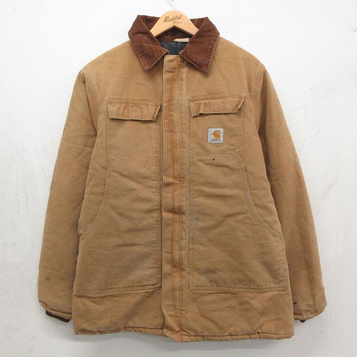 【中古】古着 鉄道車両ハート型 長袖 古典的 上衣 メンズ 90年月日 90s 家鴨地 襟コール天 USA製 茶系他【spe】 26may07