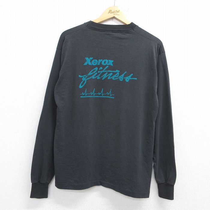 【中古】古着 スクリーンスターズ 長袖 ビンテージ ティーシャツ メンズ 90年月日 90s XEROX 労働者の一団のど首 USA製 黒【spe】 26may08