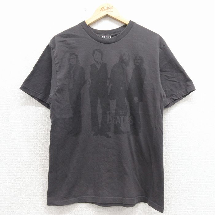 【中古】古着 半袖 ビンテージ 鍵を掛ける ダンス楽隊 ティーシャツ メンズ 00年月日 00s ビートルズ 綿織物 労働者の一団のど首 薄墨色 26may09