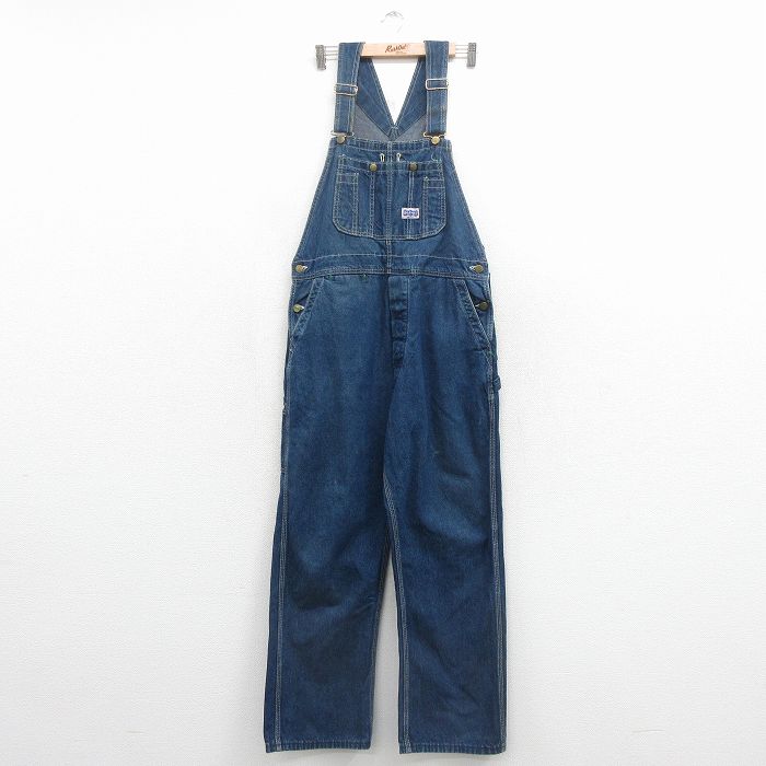 【中古】古着 ビッグスミス オーバーオール メンズ 90年代 90s USA製 紺 デニム【spe】 26may12｜古着屋RushOut