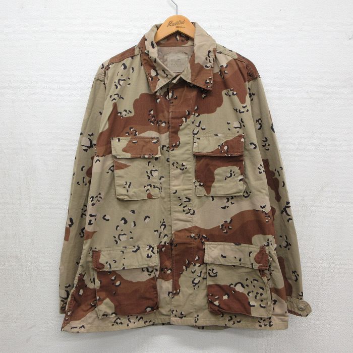 【中古】古着 長袖 ミリタリー 上衣 メンズ 90年月日 90s 武装戦闘 乾荒原合鴨 チョコレート心付け USA製 ベージュ 偽装 26may13