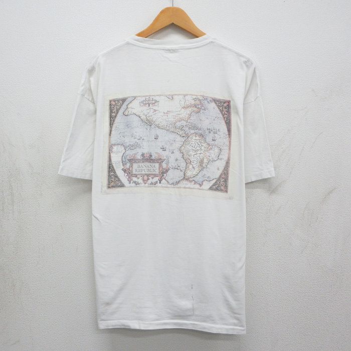 【中古】古着 バナナリパブリック 半袖 ビンテージ ティーシャツ メンズ 90年月日 90s 領域軍用地図 胸隠し付き添い人 大層らしい大きさ 労働者の一団のど首 白いこと【spe】 26may13