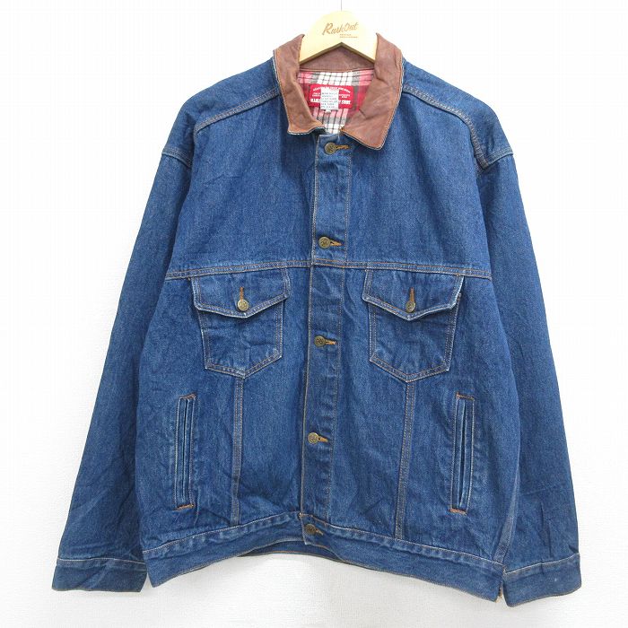 【中古】古着 マルボロ 長袖 ジージャン メンズ 90年月日 90s 襟なめし革 大層らしい大きさ 綿織物 米国海軍 ジーンズ 内部綿ネル 26may15