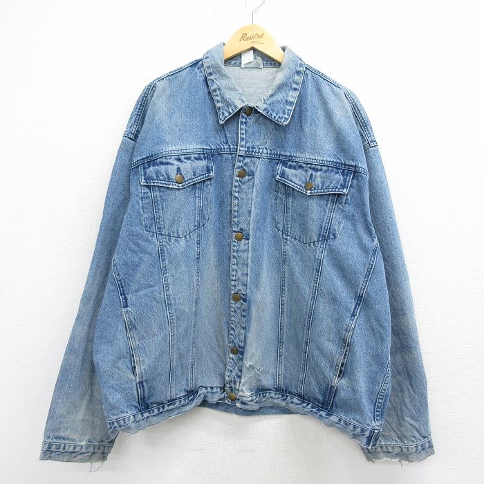 【中古】古着 キングサイズ 長袖 ジージャン メンズ 90年月日 90s 大層らしい大きさ 綿織物 青碧 ジーンズ 26may15