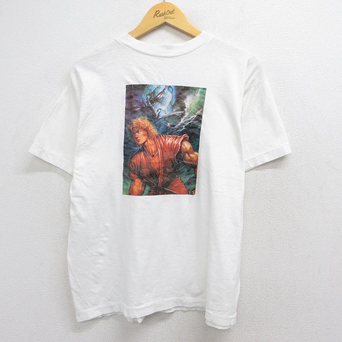 【中古】古着 90s 半袖Tシャツ メンズ ホワイト L相当 ストリートファイター ゲームキャラクター プリント アメカジ カジュアル きれいめ ヴィンテージ レトロ オールド｜古着屋RushOut