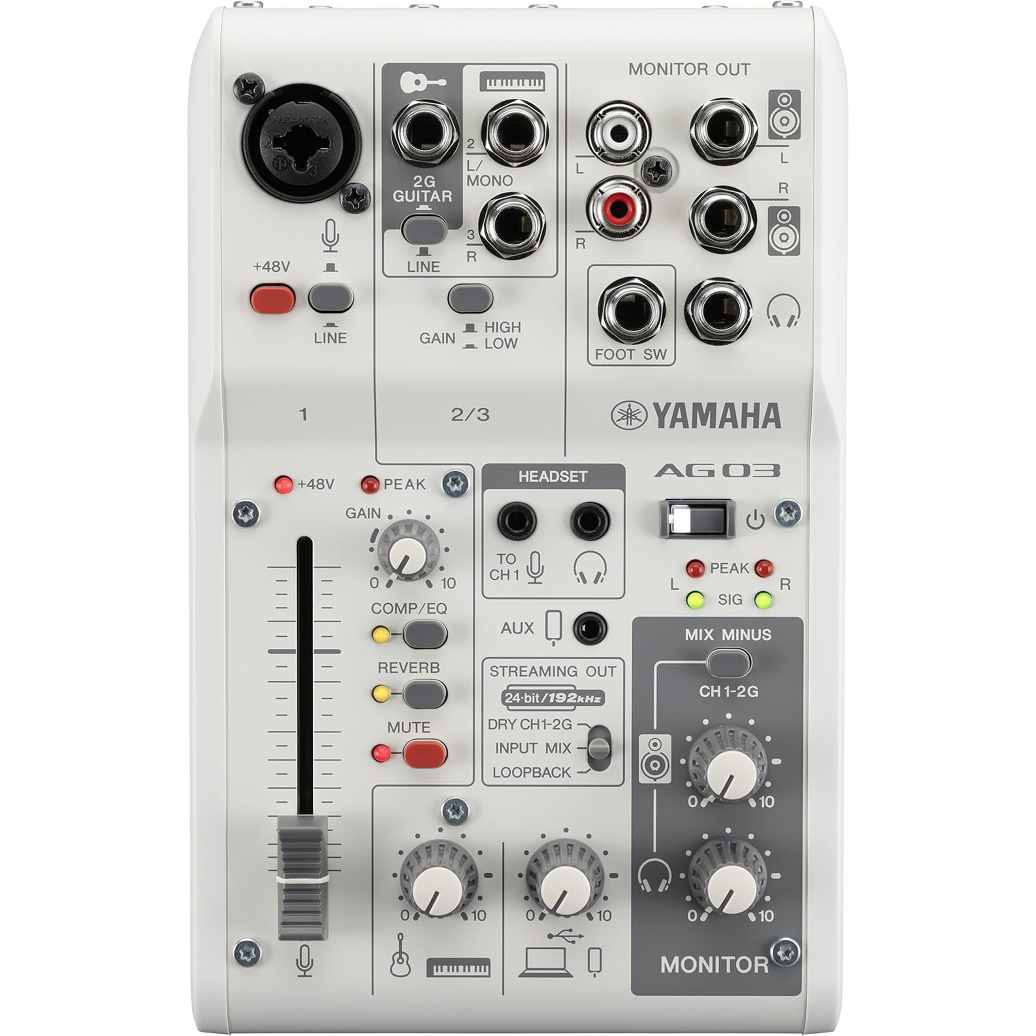 YAMAHA ヤマハ ライブストリーミングミキサー 3チャンネル ホワイト AG03MK2 W|RUSION 店