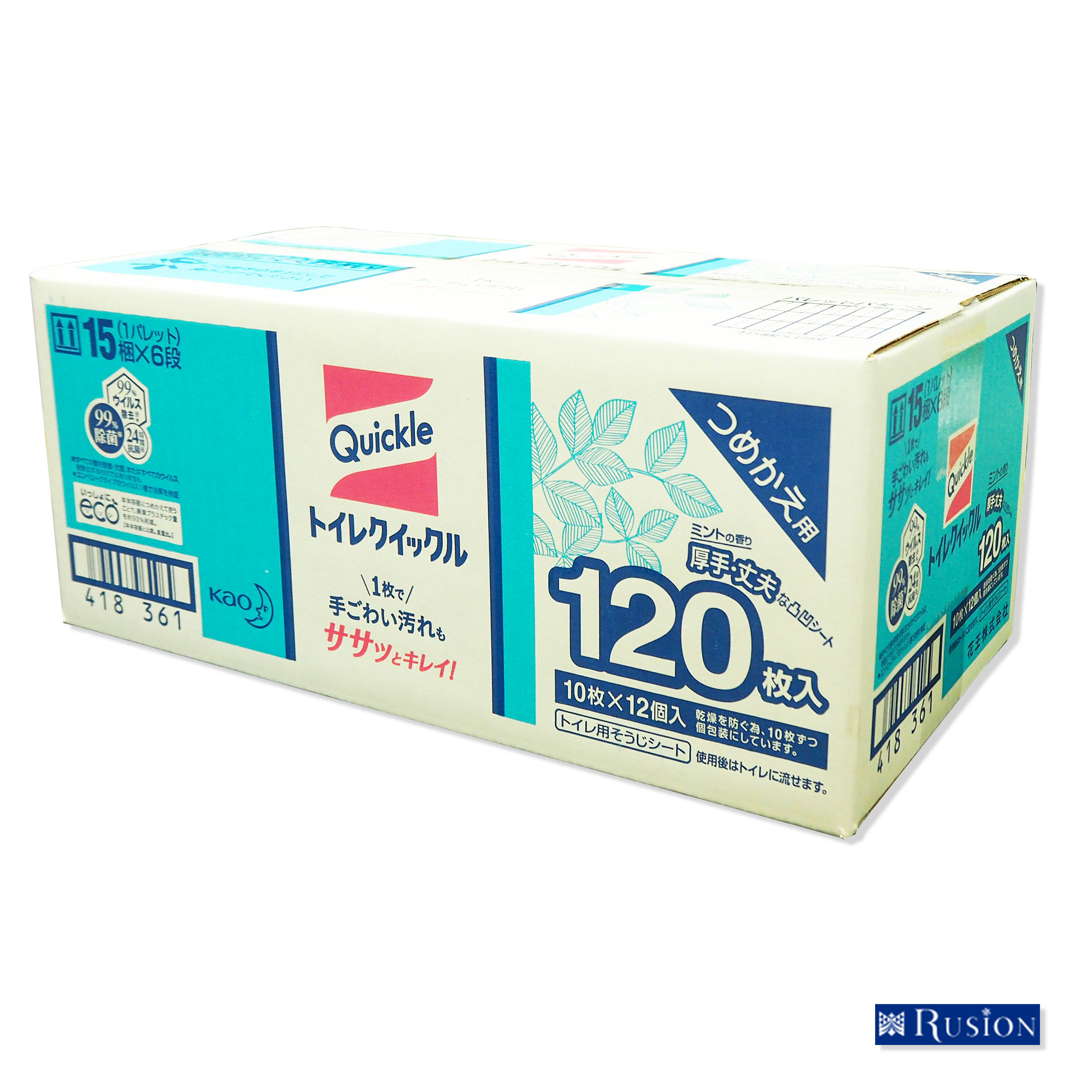 楽天市場 花王 トイレクイックル ケース売り 10枚 袋 12袋入 ミントの香り 詰替え用 トイレ用掃除シート Rusion 楽天市場店