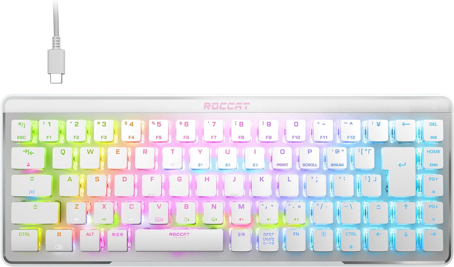 ROCCAT ゲーミングキーボード Vulcan II Mini Air 日本語割りつける JIS 無線電話 2.4GHz Bluetooth 白いこと ミニ 65% 光学的 直線的 RGB カスタマイズ