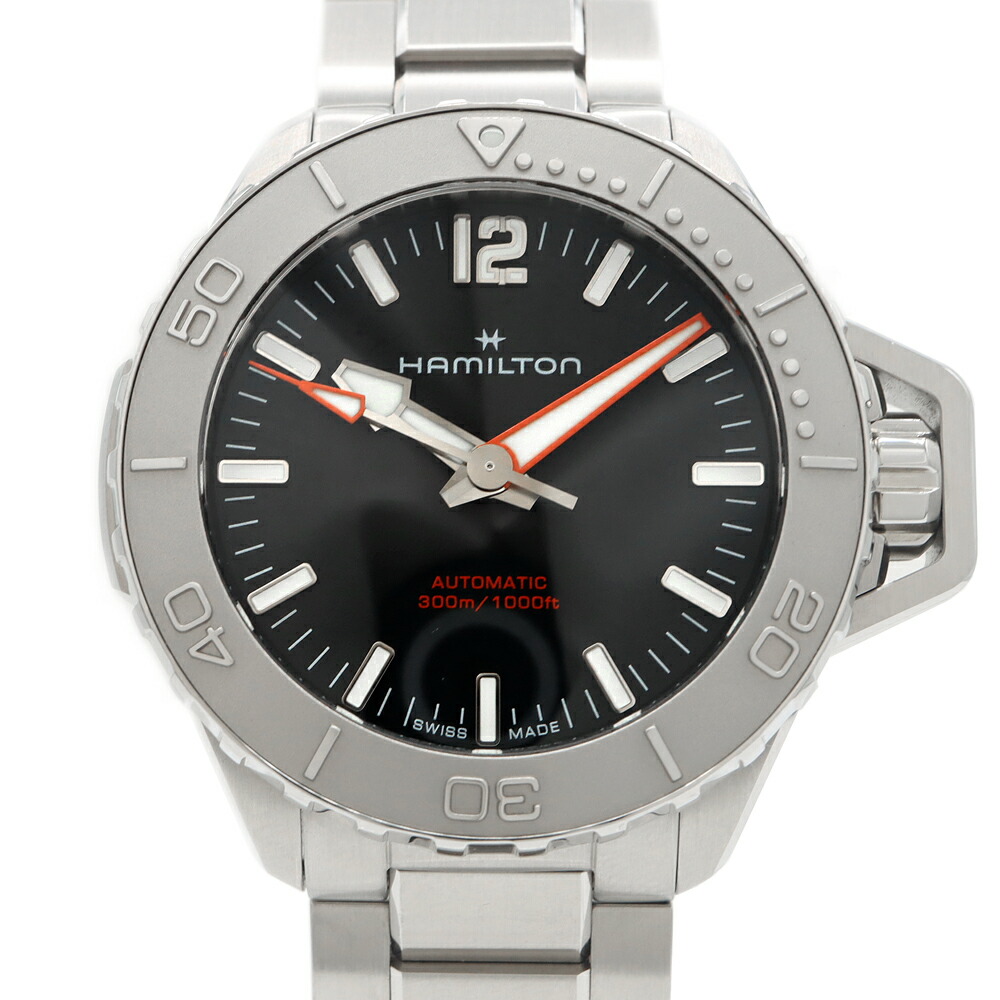 HAMILTON ハミルトン カーキ 米国海軍 開けっ広げお水 オート H774850 300m雨合羽 黒 黒いこと SS ステンレス鋼 メンズ 自動小銃一巻き 【6ヶ月引き受ける】【ウオッチ】【中古】
