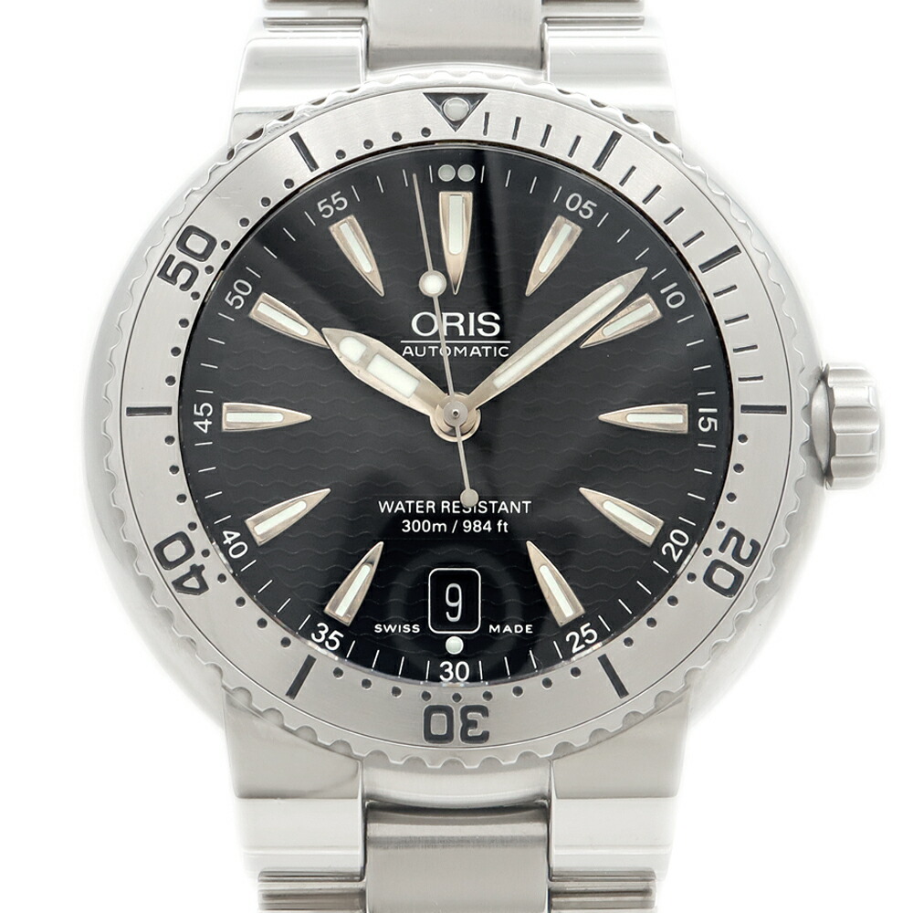 ORIS オリス ダイバーズ デイト 7533-41 300m雨合羽 黒 黒いこと SS ステンレス鋼 メンズ 自動小銃一巻き【6ヶ月引き受ける】【ウオッチ】【中古】