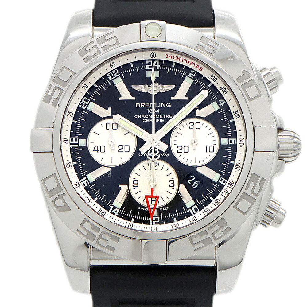 BREITLING ブライトリング クロノマット GMT AB0410 クロノグラフ デイト 500m防水 黒 ブラック SS ステンレス 純正ベルト 純正尾錠 メンズ 自動巻き【6ヶ月保証】【腕時計】【中古】