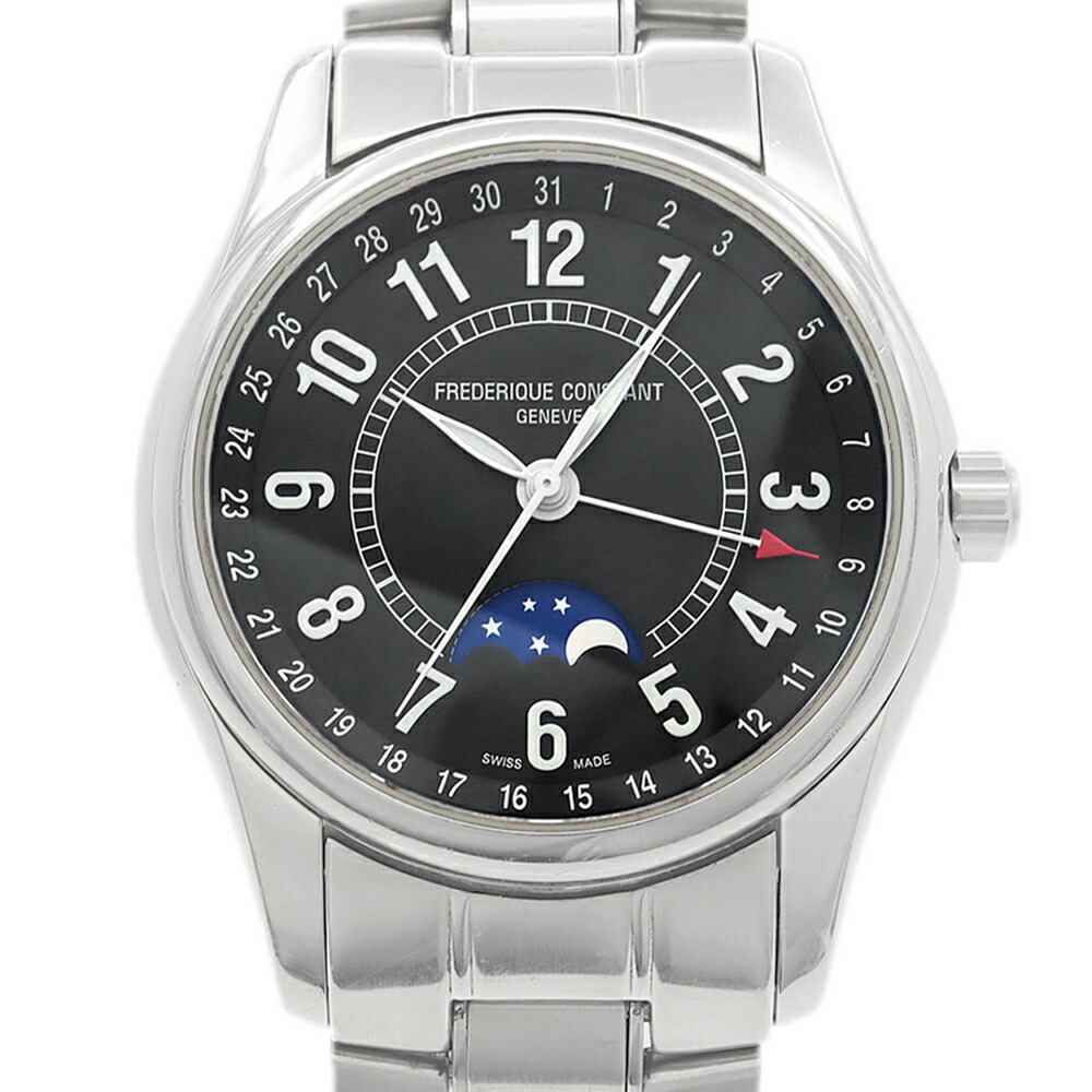 内部点検済 FREDERIQUE CONSTANT フレデリックコンスタント インデックス ムーンタイマー FC-330/335X6B4/6 デイト ムーンフェイズ 裏スケ 黒 ブラック SS ステンレス メンズ 自動巻き【6ヶ月保証】【腕時計】【中古】|IMPERIAL 店