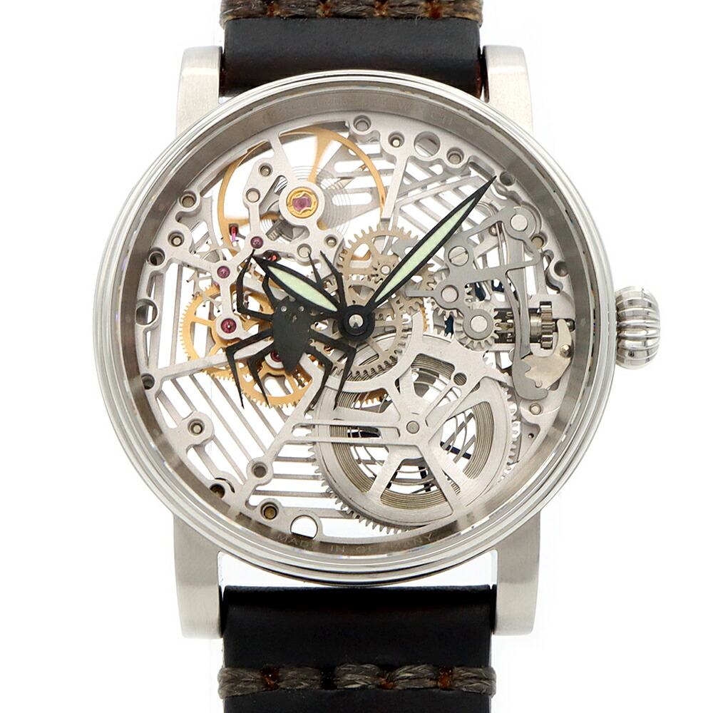 内部点検済 SCHAUMBURG WATCH シャウボーグ ウォッチ ウニカトリウム アラネア ARANEA スケルトン SS ステンレス 純正ベルト 純正尾錠 メンズ 手巻き 【6ヶ月保証】【腕時計】【中古】|IMPERIAL 店
